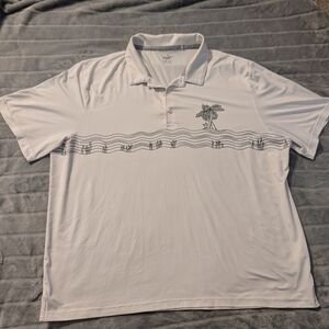 Puma White Polo Shirt with Palm Tree Design Sz: XXL